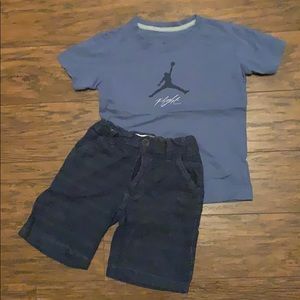 Size 5 Jordan t-shirt, paper denim & cloth shorts